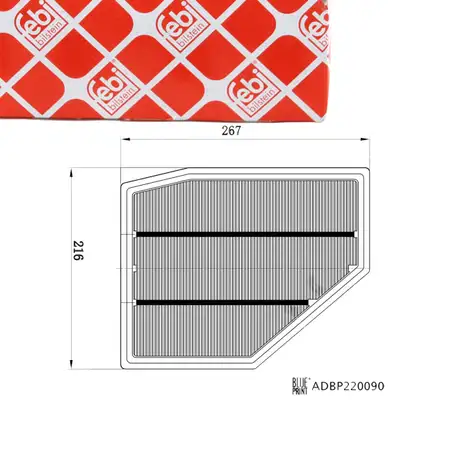 febi Air Filter, Engine Air Filter, Air Filter Element for BMW 5 Series M5 S63, Front Left