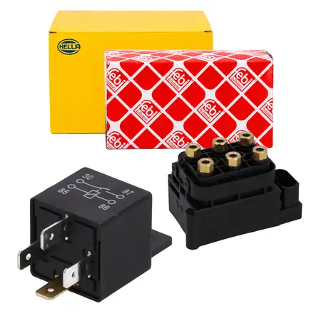 febi Magnetventil + HELLA Relais 30A Kompressor Luftfederung f&uuml;r AUDI Q7 4LB VW Touareg 7L
