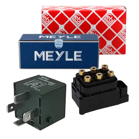febi Magnetventil + MEYLE Relais A0A Kompressor Luftfederung f&uuml;r AUDI Q7 4LB VW Touareg 7L