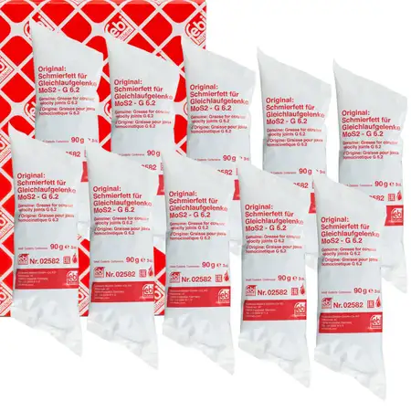 10x 90g febi 02582 Molybd&auml;nfett Schmierfett Hochtemperaturfett Antriebswelle