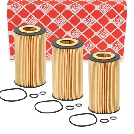 3x febi 108276 oil filter for MERCEDES W176, W204, W205, W212, X/C253, W166, OM651, 6511800109