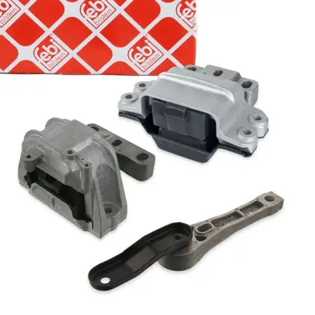 3x febi Motorlager Motorhalter Set f&uuml;r VW Passat B6 1.6 FSI 115 PS mit Schaltgetriebe
