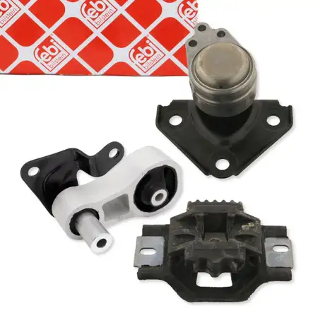 3x febi Motorlager Motorhalter Set f&uuml;r FORD Fiesta 5 1.3 Fusion JU_ 1.25 mit