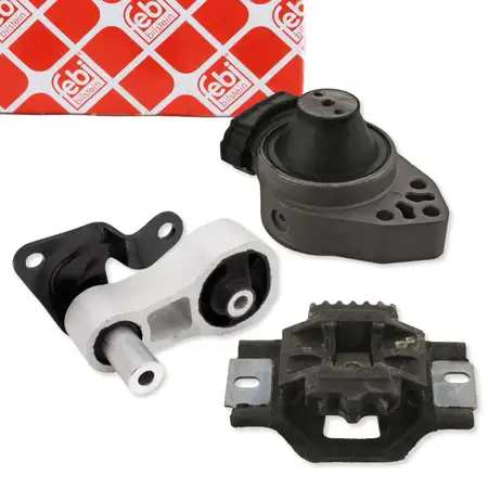 3x febi Motorlager Motorhalter Set f&uuml;r FORD Fiesta 5 Fusion JU_ 1.4 TDCi mit