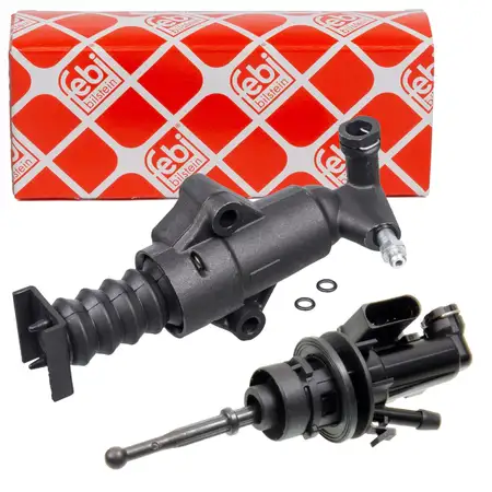 2x febi Nehmerzylinder + Geberzylinder Kupplung f&uuml;r SKODA Octavia 2 1Z3 1Z5