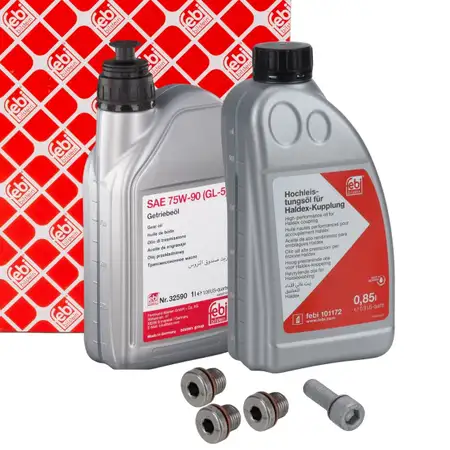 febi &Ouml;lwechsel Set 1L 75W-90 Getriebe&ouml;l + 850mL &Ouml;l Haldex-Kupplung f&uuml;r AUDI SEAT SKODA VW