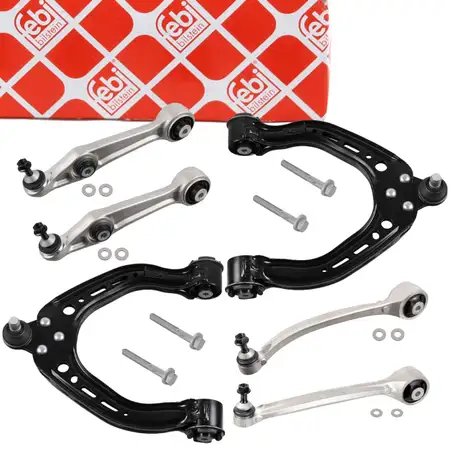 6x febi Querlenker + Schrauben f&uuml;r TESLA Model S 5YJS bis 02.2021 Vorderachse unten + oben