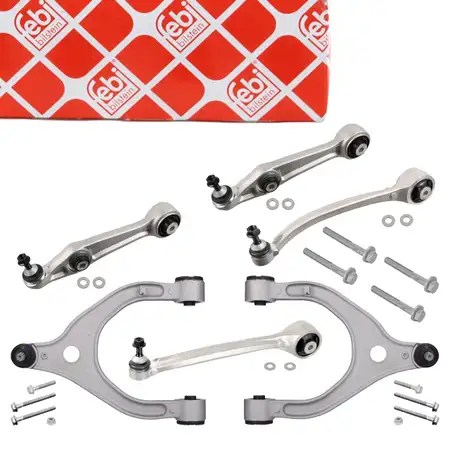 6x febi Querlenker + Traggelenk + Schrauben f&uuml;r TESLA Model 5YJX Vorderachse unten + oben