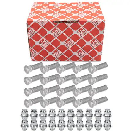 20x febi Radbolzen + Radmutter M12x1,5 f&uuml;r TOYOTA Auris Corolla E18 Prius Rav 4 Yaris