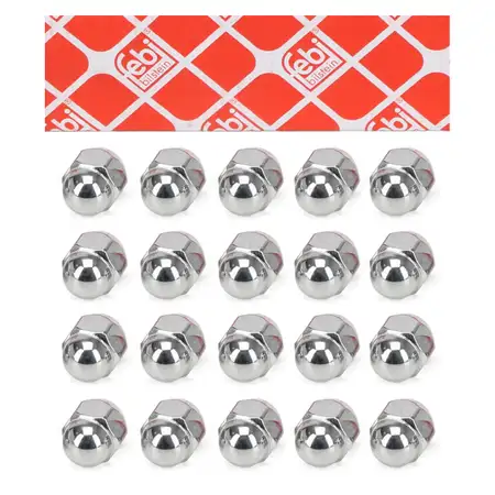 20x febi Radmutter M12x1,25 f&uuml;r NISSAN Juke Micra Navar Qashqai X-Trail RENAULT Alaskan