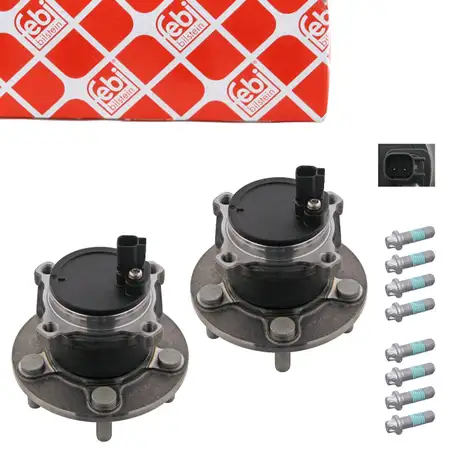 2x febi 32598 Radnabe + Radlager f&uuml;r FORD Focus 2 MK2 C-Max DM2 mit ABS hinten 1766628