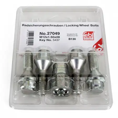febi 27049 Felgenschloss Satz M12x1,5 f&uuml;r BMW DACIA FIAT FORD MINI RENAULT