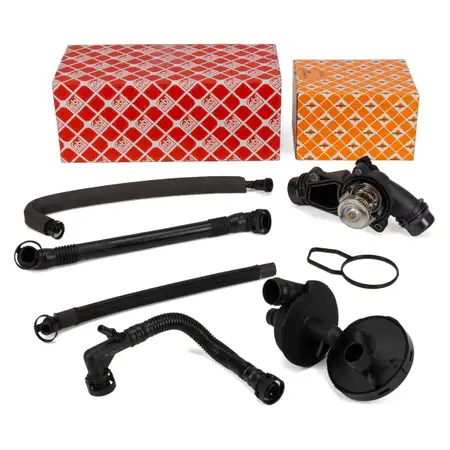 NRF Thermostat + febi Rep.-Satz Kubelgeh&auml;useentl&uuml;ftung f&uuml;r BMW E46 E39 E60 E65 X3 M52 M54