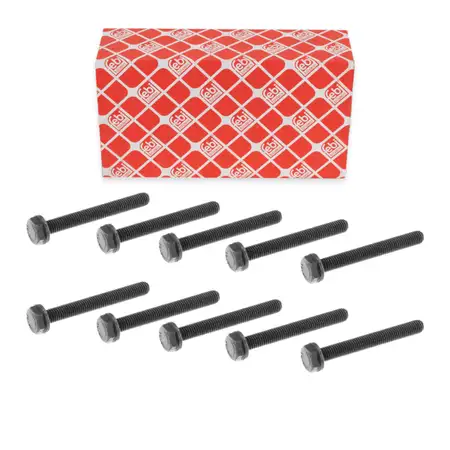 10x febi 18162 Schraube M10x80 Hauptlager f&uuml;r AUDI CUPRA FORD VOLVO VW