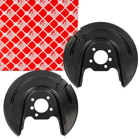 2x febi Spritzblech Bremsscheibe + Schrauben f&uuml;r VW Golf 7 A3 8V Q2 Leon 5F Karoq hinten