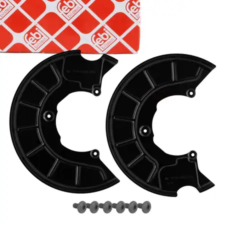2x febi Spritzblech Bremsscheibe + Schrauben f&uuml;r VW Golf 5 6 Passat B6 Tiguan Touran vorne