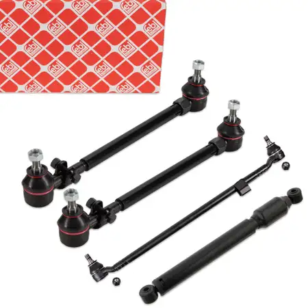 febi Lenkstange + Lenkungsd&auml;mpfer + 2x Spurstange f&uuml;r MERCEDES E-Klasse W124 S124 C124