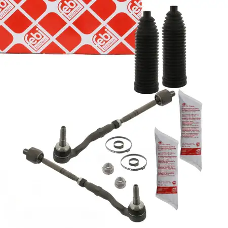 2x febi tie rod + end cap + boot for BMW F10/11/07, F12/13/06, F01-04, X6, E71, E72 (front)