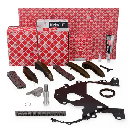 febi Steuerkettensatz + ELRING Steuergeh&auml;usedichtung f&uuml;r BMW E90-93 330d X5 30/40d N57