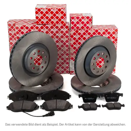 febi Bremsscheiben + Bremsbel&auml;ge + Sensor f&uuml;r JAGUAR XF I XJ S-Type 2 vorne + hinten