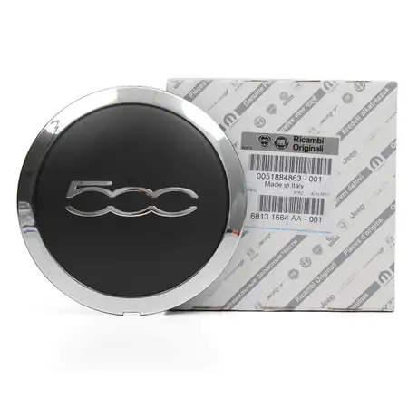 1x ORIGINAL FIAT Nabendeckel Felgendeckel &Oslash; 55mm 500 / 500C ab MJ 2007 51884863