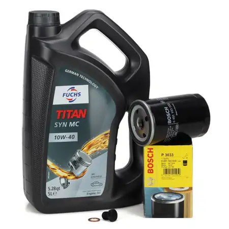 5L FUCHS 10W-40 Motor Oil + BOSCH Oil Filter for VW Golf 1, 2, 3, Passat B1-4, Polo 86, T4, Vento