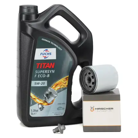 5L FUCHS TITAN SUPERSYN F ECO-B 5W20 Motor&ouml;l + HIRSCHER &Ouml;lfilter f&uuml;r FORD 1.0 EcoBoost