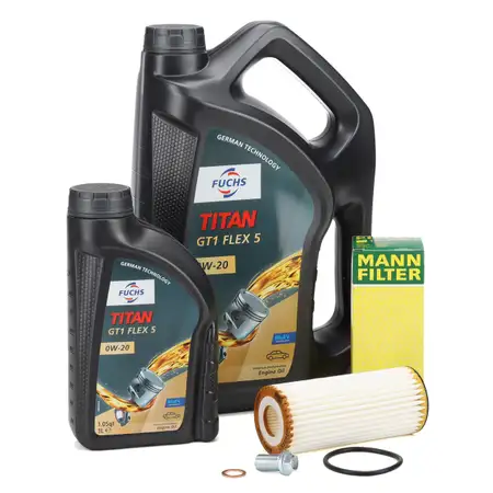 6L FUCHS TITAN GT1 FLEX 5 0W-20 Engine Oil + MANN Oil Filter for MERCEDES W463 W166 63AMG M157