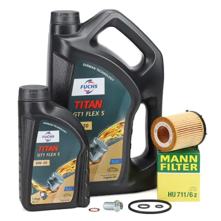 6L FUCHS TITAN GT1 FLEX 5 0W-20 Engine Oil + MANN Oil Filter for MERCEDES M270, M274, M260, M264