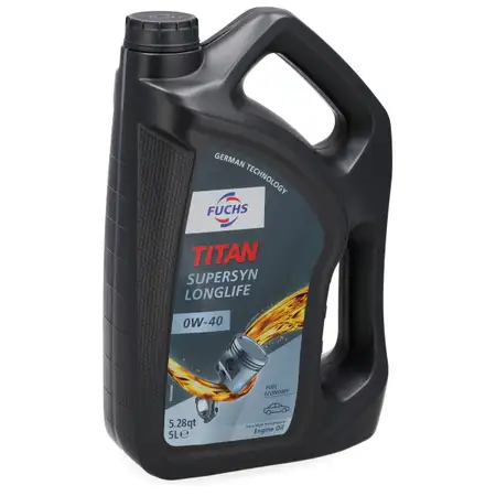 5L 5 Liter FUCHS TITAN SUPERSYN LONGLIFE 0W-40 Motor&ouml;l &Ouml;l MB 229.5 VW 502/505.00