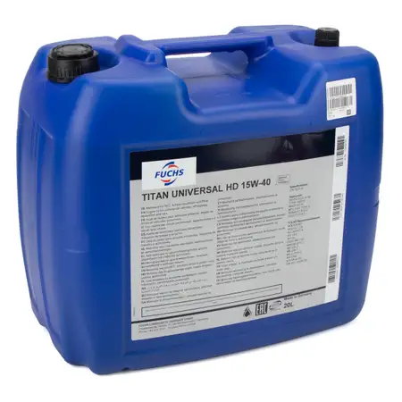 20L 20 Liter FUCHS TITAN UNIVERSAL HD 15W-40 Motor&ouml;l &Ouml;l ACEA A3/B3 SPI SL f&uuml;r MB 229.1