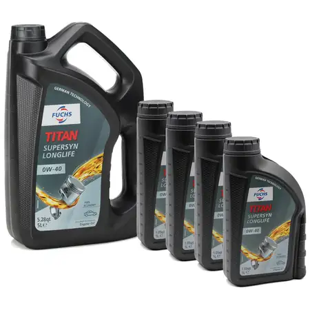 9L 9 Liter FUCHS TITAN SUPERSYN LONGLIFE 0W-40 Motor&ouml;l &Ouml;l MB 229.5 VW 502/505.00