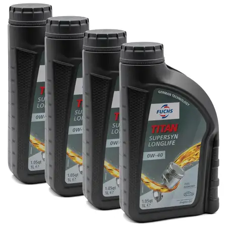 4L 4 Liter FUCHS TITAN SUPERSYN LONGLIFE 0W-40 Motor&ouml;l &Ouml;l MB 229.5 VW 502/505.00