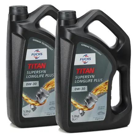 10L 10 Liter FUCHS TITAN SUPERSYN LONGLIFE PLUS 0W-30 Motor&ouml;l f&uuml;r VW 503.00 506.00/01