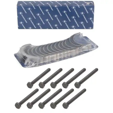 KOLBENSCHMIDT Crankshaft Bearing Kit + 14 Original Bolts for BMW N52, N53, N54, N55