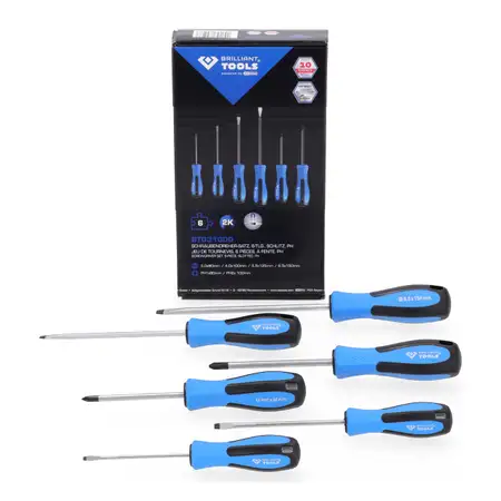 KS TOOLS Schraubendreher-Satz Kreuzschlitz PH Schlitzschraubendreher magnetisch 6-tlg