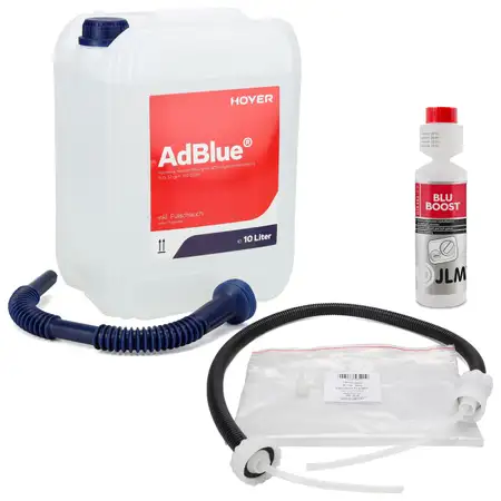 10L HOYER AdBlue&reg; NOX-Reduktionsmittel + Bef&uuml;llschlauch + JLM SCR Anti-​Kristall 250ml