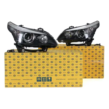 2x HELLA BI-XENON Hauptscheinwerfer + Stellmotor Set f&uuml;r BMW E60 04.2007 links + rechts