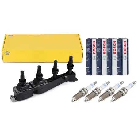 HELLA Z&uuml;ndmodul + 4x BOSCH Z&uuml;ndkerze f&uuml;r PSA Berlingo C2 C3 C4 206 207 307 Partner 1.6