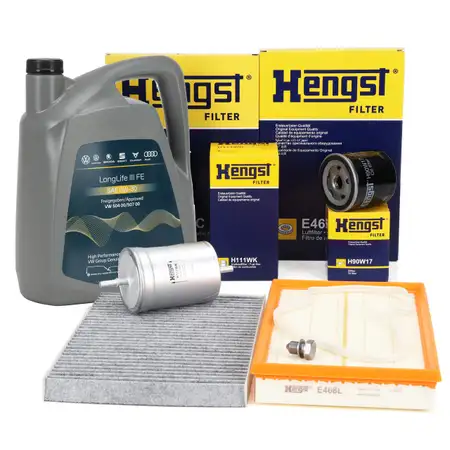 HENGST Filterset 4-tlg + 5L ORIGINAL 0W30 Motor&ouml;l f&uuml;r VW Golf 4 Bora Leon 1M 1.6 16V