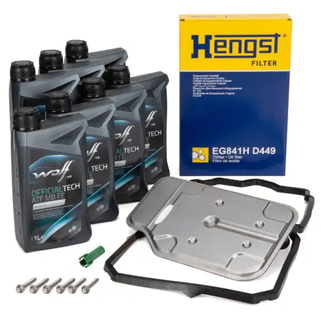 HENGST Getriebefilter Satz 7G-TRONIC 722.9 + 7L WOLF Getriebe&ouml;l f&uuml;r MERCEDES C-/E-Klasse