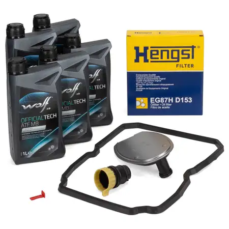 HENSGT Getriebefilter Satz 722.6 5-Gang Automatik + 5L WOLF Getriebe&ouml;l f&uuml;r MERCEDES-BENZ