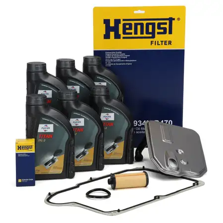HENGST Hydraulikfilter 7-Gang DCT 724.0 + 6L FUCHS Getriebe&ouml;l MERCEDES W176 W177 W246 W247
