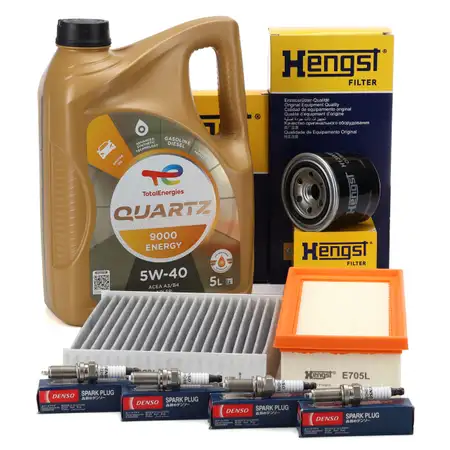 HENGST Filterset + 4x DENSO Z&uuml;ndkerze + 5L TOTAL 5W40 Motor&ouml;l f&uuml;r SMART ForFour 1.5 BRABUS