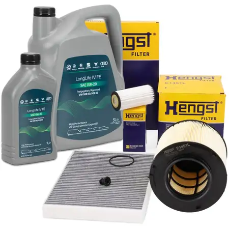 HENGST Filterset + 6L ORIGINAL 0W20 Motor&ouml;l f&uuml;r AUDI A4 B9 A5 F5 Q5 FY 2.0-45 TFSI TFSIe