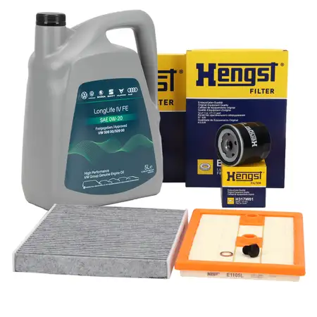 HENGST Filterset + 5L ORIGINAL 0W20 Motor&ouml;l f&uuml;r VW Golf 7 PassatT Tiguan 1.2/1.4 TSI