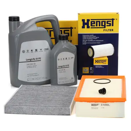 HENGST Filterset + 6L ORIGINAL 0W30 Motor&ouml;l f&uuml;r VW Golf 7 8 Passat 1.8/2.0 TSI/GTI/R