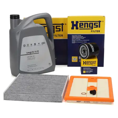 HENGST Filterset + 5L ORIGINAL 0W30 Motor&ouml;l f&uuml;r VW Golf 7 PassatT Tiguan 1.2/1.4 TSI