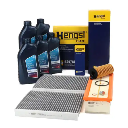 HENGST 3-Piece Filter Set + 5L ORIGINAL 5W30 Engine Oil for BMW 5 Series F10 F11 518d 520d B47