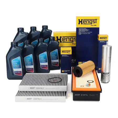 HENGST Filterset 4-tlg + 7L ORIGINAL 5W30 Motor&ouml;l f&uuml;r BMW F10 F11 M550d F01-04 750d N57